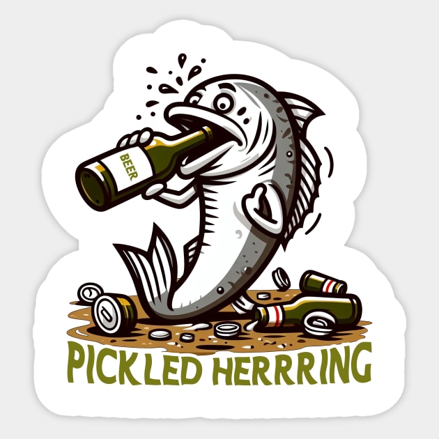 Pickled Herring Drunk Fish Funny Sticker by cyryley